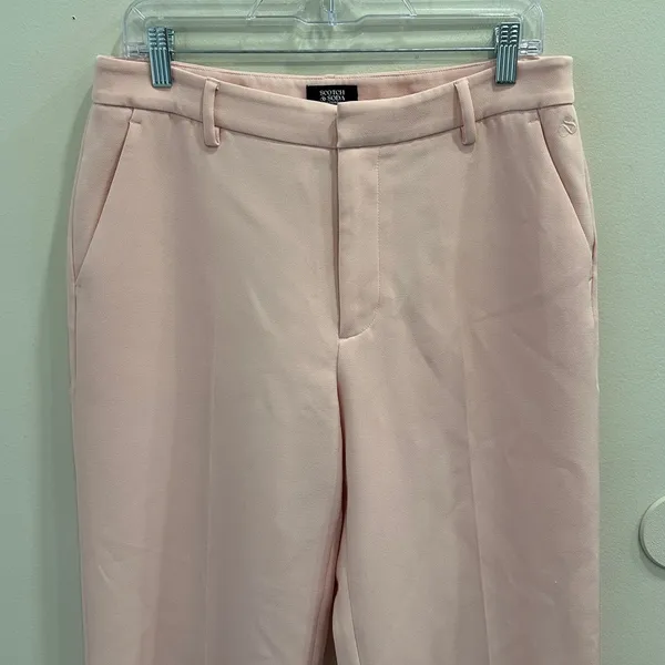 Scotch & Soda Pastel Cadillac Pink Edie Tailored Wide Leg Crepe Trousers Large‎ - Image 4