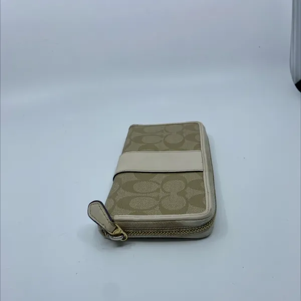 Coach Signature C Zip Around Beige Cream Coated Canvas Wallet - Image 3
