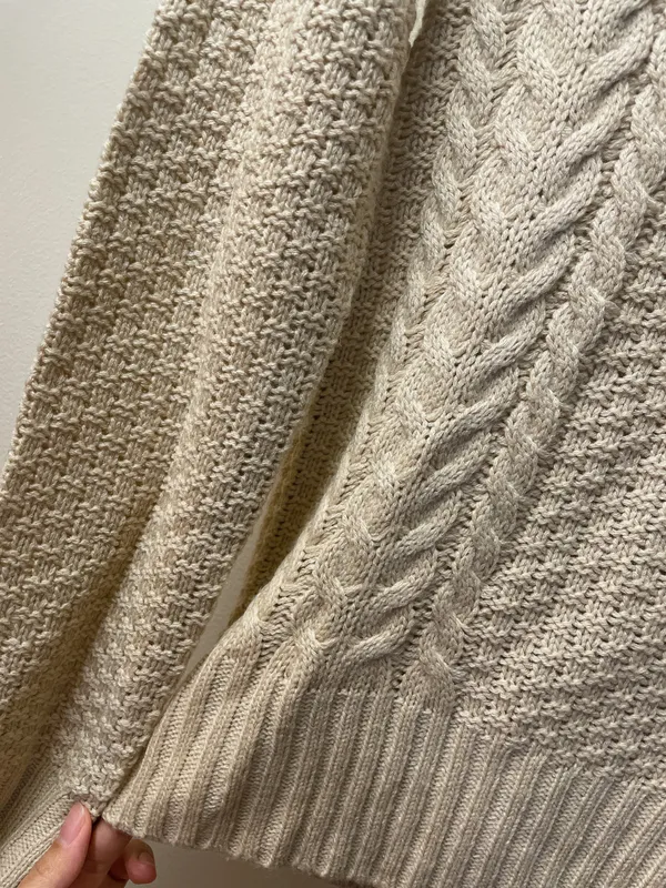 Mak | NWOT | Round Neck Long Sleeve Knit Sweater | S | Tan | MK3312 - Image 2