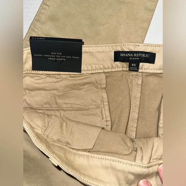 Banana Republic Pants Women Size 8S Skinny Khaki Ankle Mid-Rise Tan Workwear NWT - Image 9