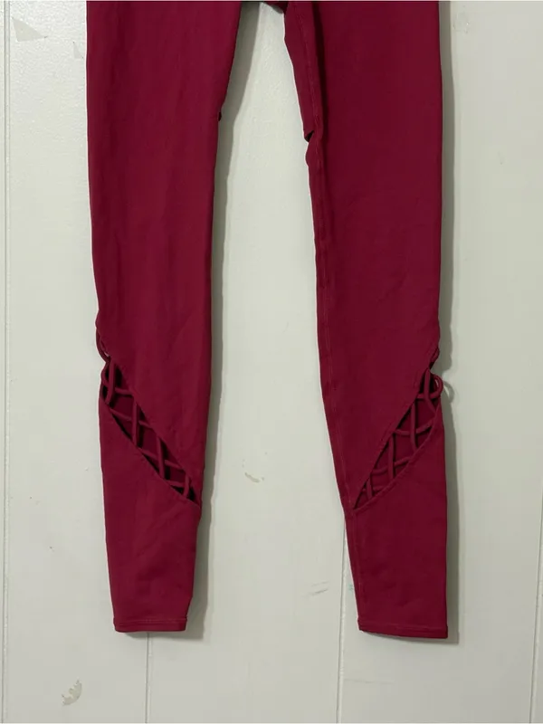 Alo Yoga Entwine High Rise Leggings Red Criss Cross Cutout Size Small S - Image 5