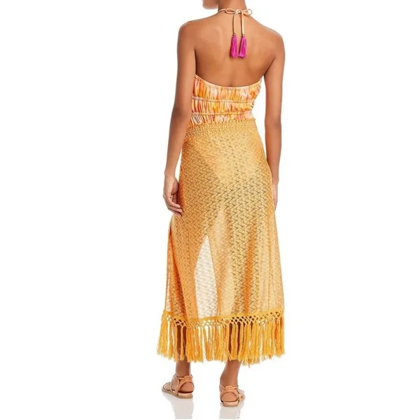 Ramy Brook Gaia Metallic Faux Wrap Maxi Skirt Coverup Size S retail $245 - Image 2