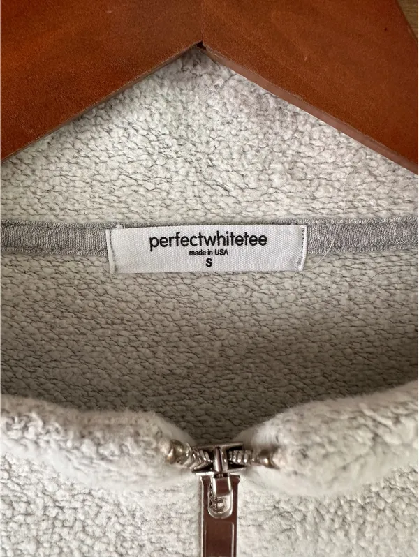 PerfectWhiteTee Tyra Fleece 1/4 Zip Pullover in Heather Grey Women’s Small - Image 7