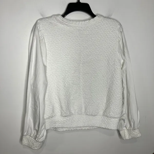 Anthropologie‎ Porridge white texture long sleeve sweatshirt blouse women medium - Image 9