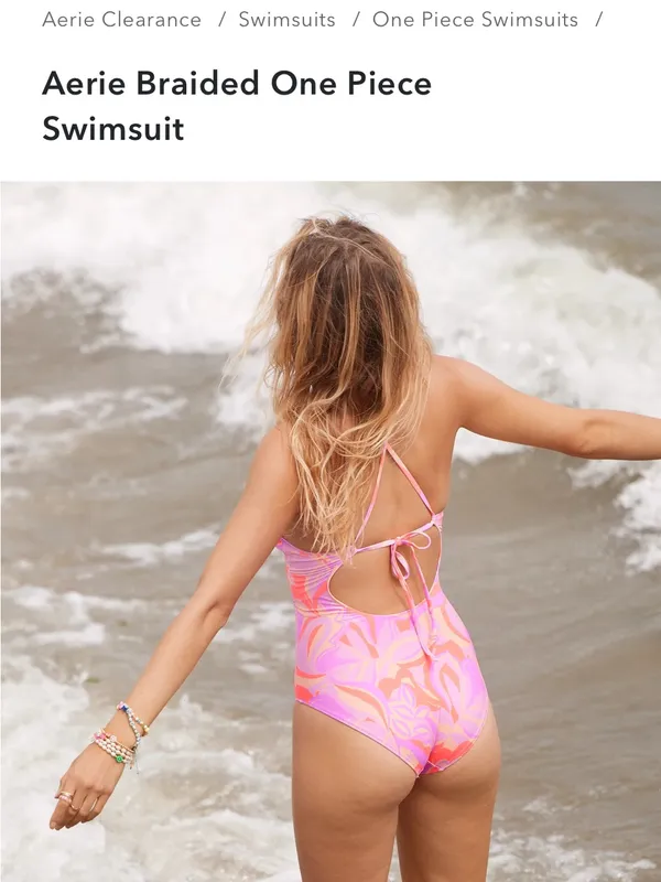 Aerie Braided Pink/Purple One Piece swimsuit Womens large - Image 6