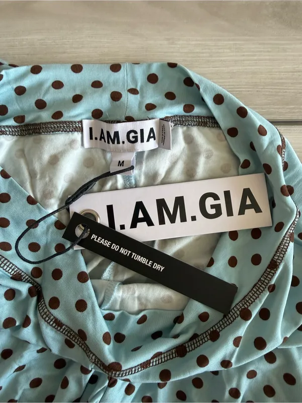 I AM GIA Polka Dot Track Pant Blue Medium NWT IN PACKAGE - Image 11