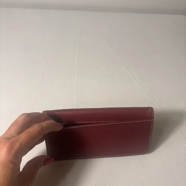 Brighton Checkbook Cover Dark Red Heart Leather Credit‎ Cards ID Slots - Image 3