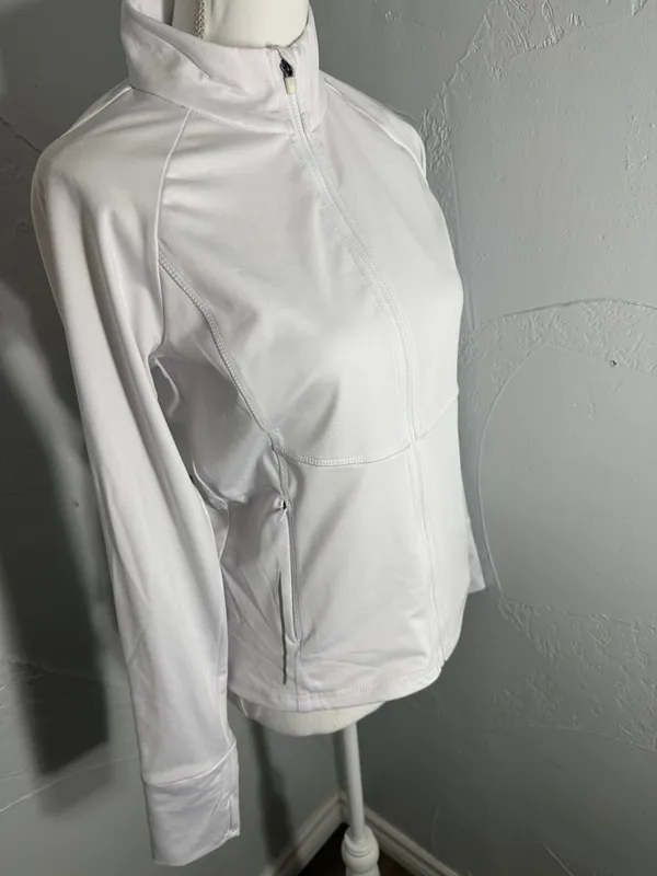 Asics White Zip-Up Athletic Jacket - Image 3