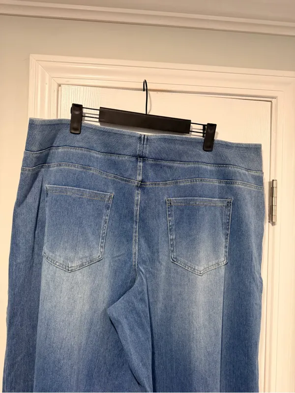NWOT Halara Size 2X Pull On Wide Leg Jeans Blue Stretch Denim High Rise Regular - Image 3