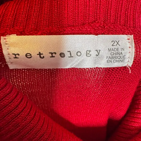 Retrology Red Christmas Tree Turtleneck Sweater Women’s 2X Holiday Knit - Image 5