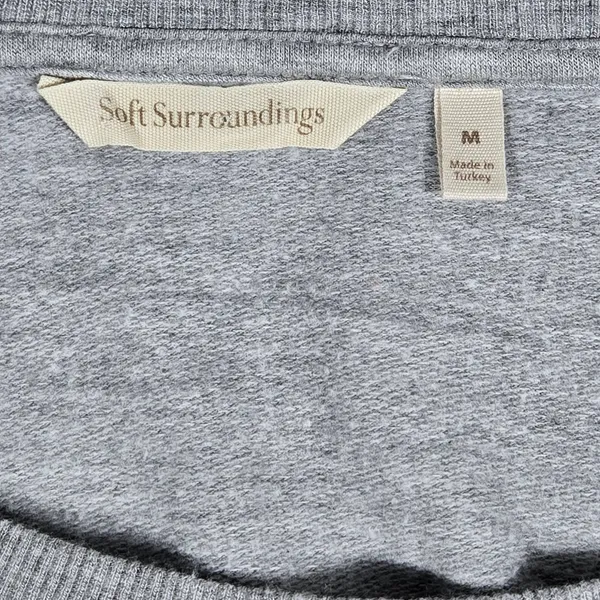 Soft Surroundings Gray Go‎ Lively Bibi Pullover Beaded Long Sleeve Top M 2EA09 - Image 4