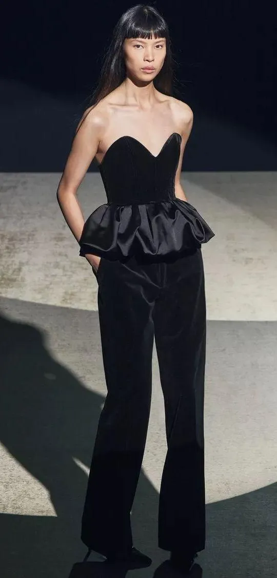 Zara top Black Strapless Peplum Corset ruffle voluminous party cocktail - Image 7