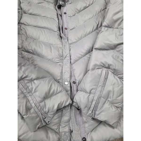 Gap Women's Small Gray down-filled full zip + snap mock-neck puffer jacket - Image 2