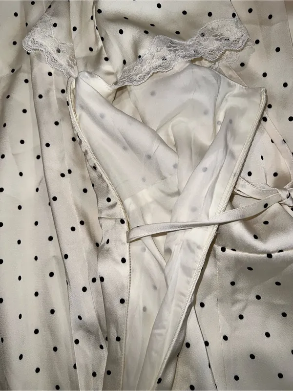 CoMMENSE Polka Dot Lace Trim Maxi Dress, size medium NWT Satin Sold out - Image 10