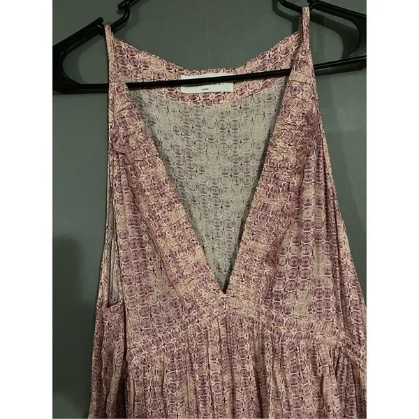 American Threads Long V Neck Tiered Dress Size Large - Image 3
