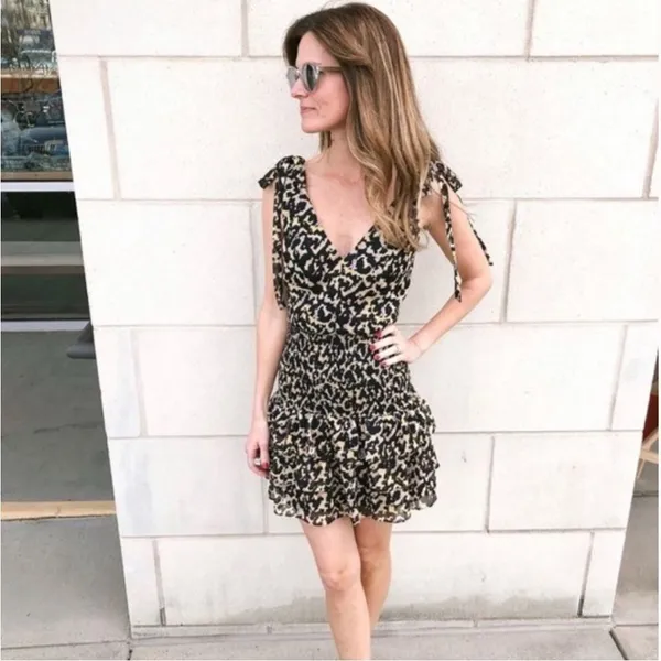 Amanda uprichard zita leopard print mini dress M - Image 5