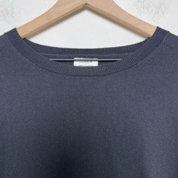J. Crew Women Cotton Cashmere Sweater XXL Black Crewneck Classic Minimalist - Image 4