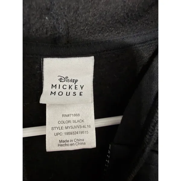 Disney Women Hoodie Sweater M Mickey Mouse Minnie Mouse Black Broken Zipper Y2K - Image 3