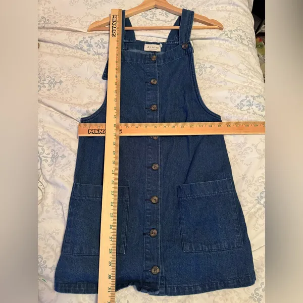 Denim by Ellison, Size Small Blue Denim‎ Button Overall Dress cottagecore - Image 3