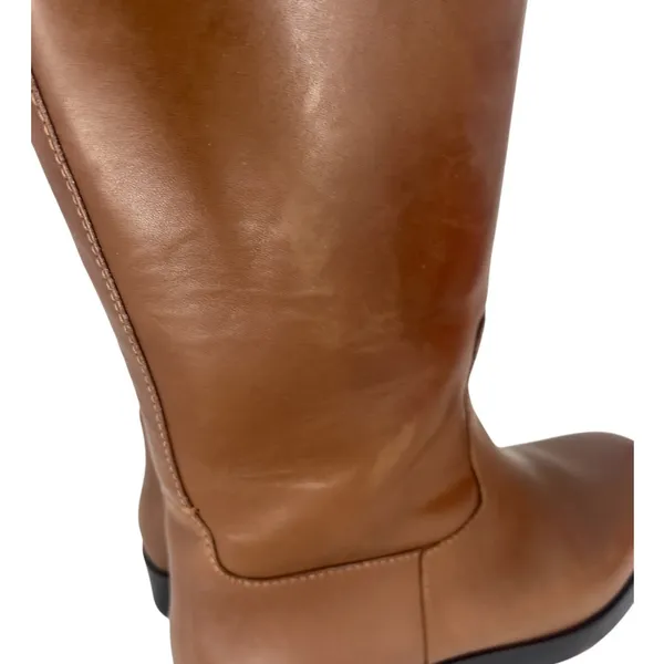 Tory Burch Riding Logo Embossed Leather Knee‎ High Boots Brown 10.5 - Image 11