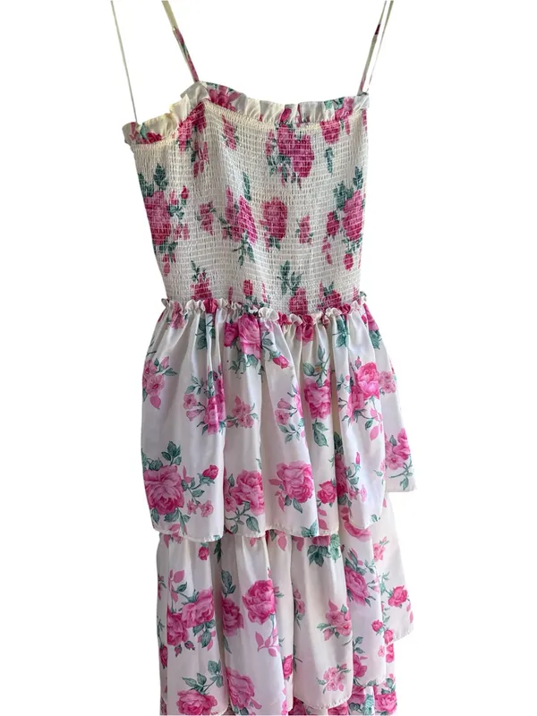 LoveShackFancy Elsie Pink Floral Tiered Smocked Sundress - Image 5
