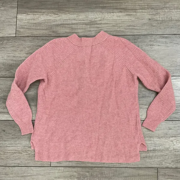Madewell Button-Front‎ Merino Wool Blend Sweater XXS Pink Ribbed Knit Top - Image 6