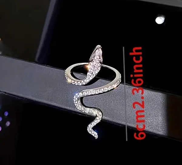 Gothic Rhinestone Snake Ring Adjustable - Image 2