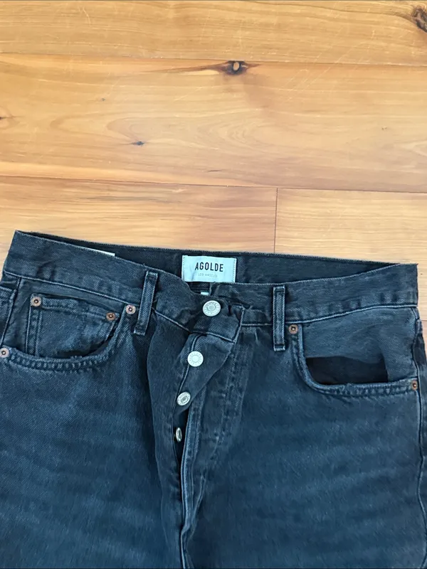 Agolde Black Washed Button-Fly Jeans - Image 5