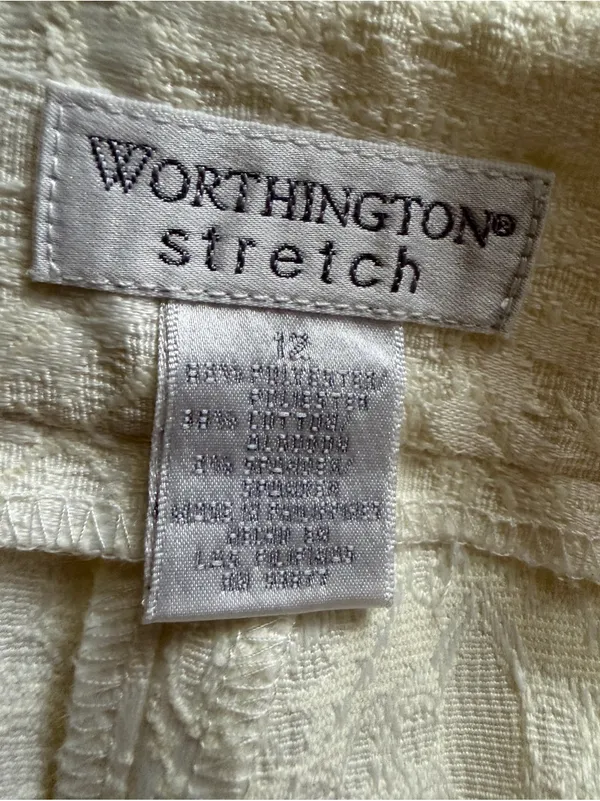 Worthington Stretch Ivory Dress Pants Side Zipper Size 12 NEW - Image 4