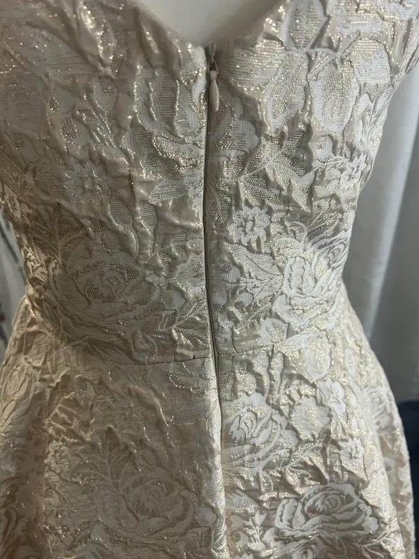 Coya Collection Cream & Gold Metallic Brocade Coquette Mini Dress - Image 5