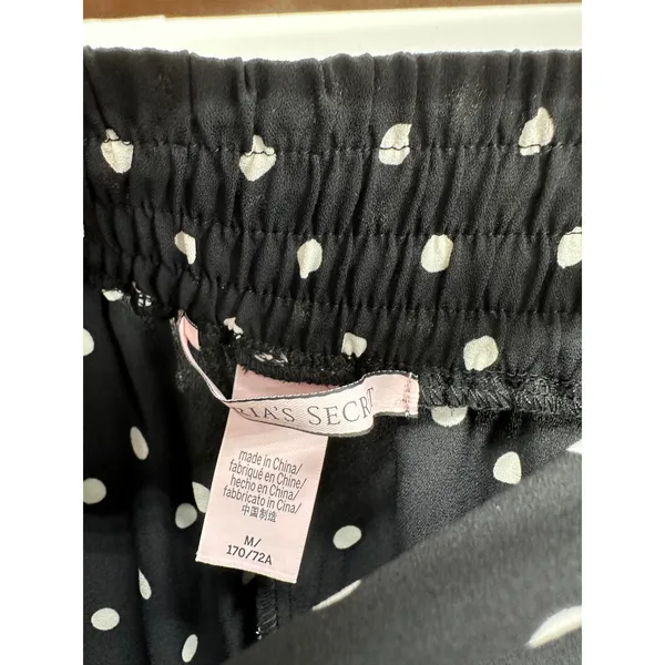 Victoria's Secret Black White Polka Dot Sheer Polyester‎ Wide Leg Pants Women M - Image 5