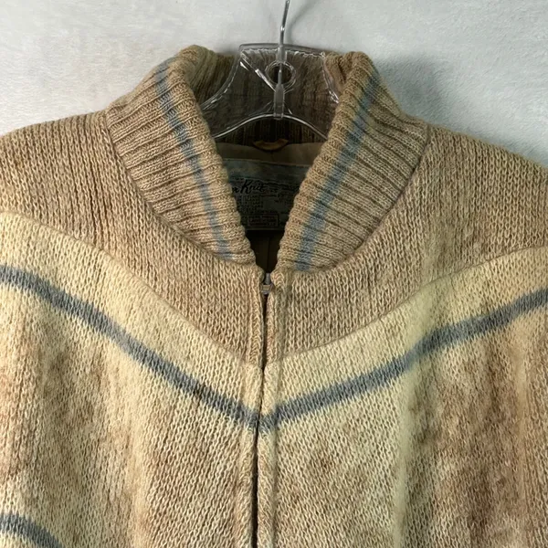 Eider Knit Wool Full Zip Cardigan Sweater Womens Large Tan Icelandic Scotland - Image 3