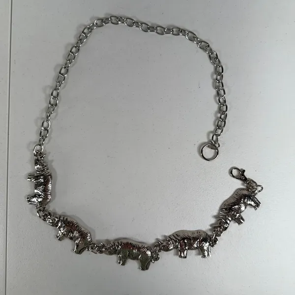 Boho Festival Chain Belt Silver Rhinoceros Safari Animal Statement Y2K Style - Image 5