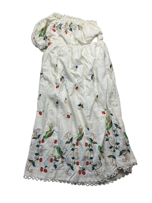 Farm Rio size XL pitanga maxi dress White Embroidered Floral Dress one shoulder - Image 2