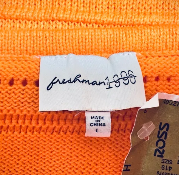 Freshman 1996 orange knit set with horizontal ribbed texture, size L NWT - Image 4
