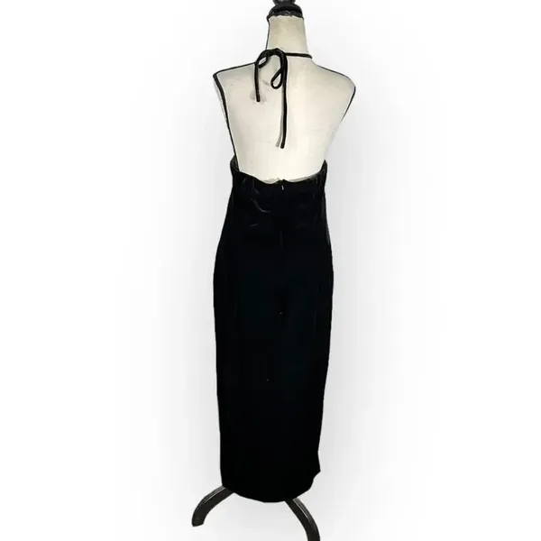 Bardot Alisa Midi Velour Dress Women's 12 Black Halter Knee Length Sleeveless - Image 5