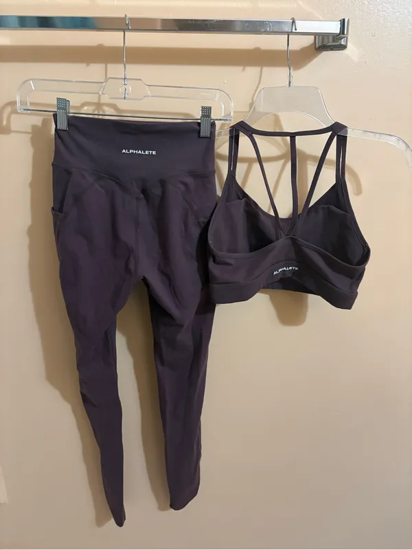Alphalete Brown Matching Bra & Legging Set - Image 2