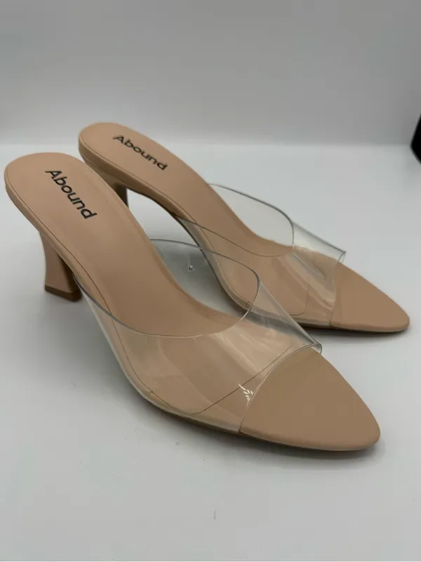 Abound Heels Women 7.5 Tan Good Clear PVC Strap Sculpted Block Heel Pointed Toe - Image 2