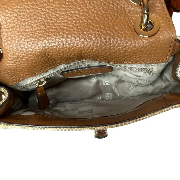 Michael Kors Crossbody Neutral Woven Leather‎ Small Shoulder Bag Chain Strap - Image 6