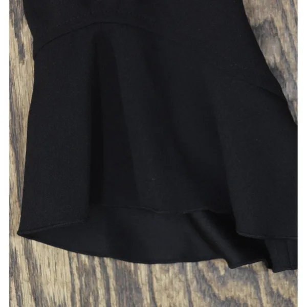 Tommy Hilfiger Womens Mock Neck Ruffled Long Sleeve Cocktail Midi Dress Black 12 - Image 9