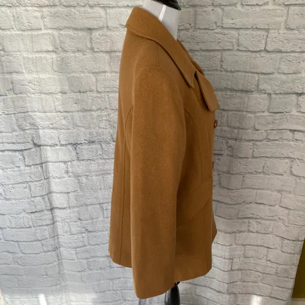women 6 wool blend fully lined button up pea coat w/front pockets - Image 6