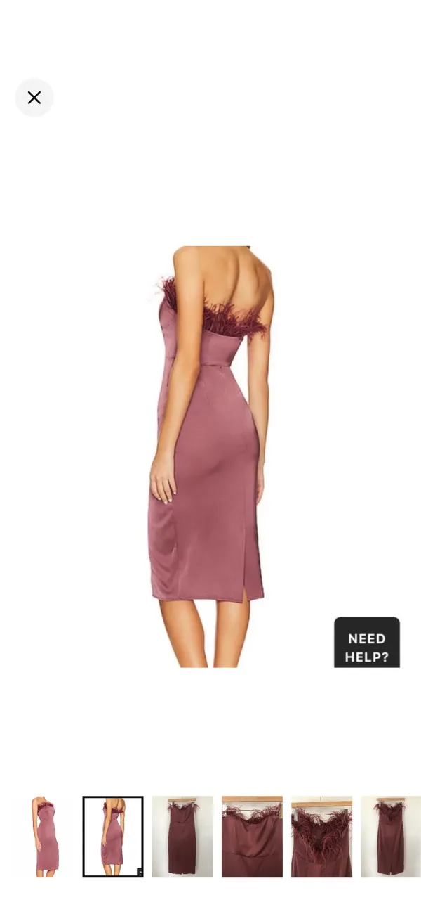 LPA Strapless Feather-Trim Midi Dress - Image 2