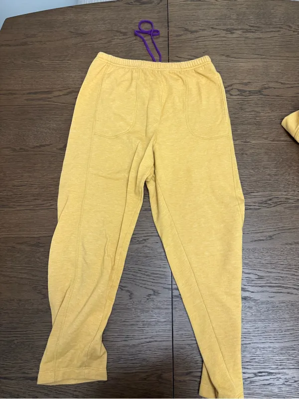XiRENA Yellow Sweatshirt & Joggers Set with Purple Stripe - Image 2