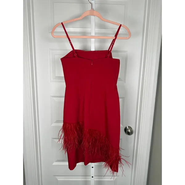 Sam Edelman Red Feather Hem Sheath Dress NWT Size 0 Dance‎ Prom Party Homecoming - Image 5