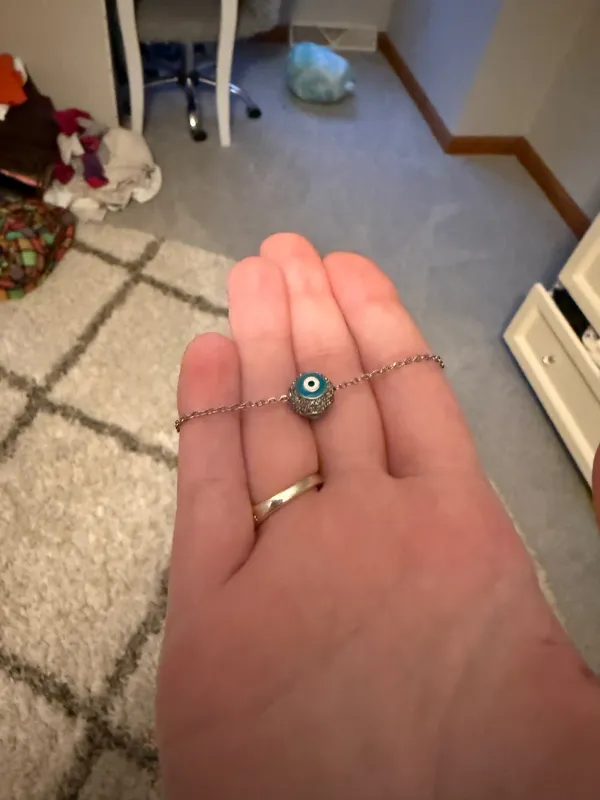 Sliver and teal evil eye ball necklace - Image 5