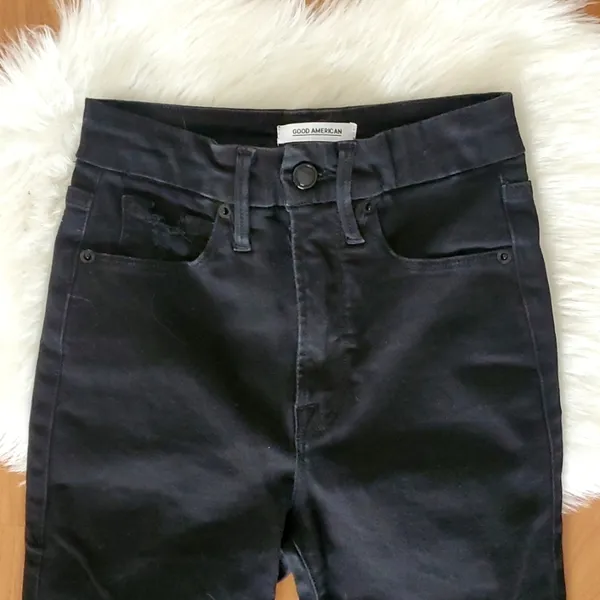 Good American good waist crop black skinny jeans sz 00/24 - Image 5