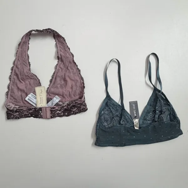 Forever 21 Wet Seal Bralettes Halter No Padding Lace Polka Dot Pink Purple Green - Image 5
