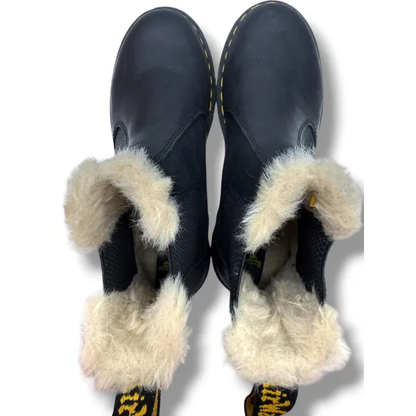 Dr. Martens 2976 Leonore‎ Chelsea Boots Womens 7 Black Faux Fur Lined Leather - Image 8