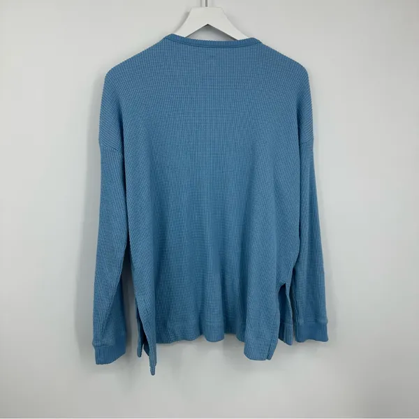 American Eagle Outfitters Blue Boho Thermal Long Sleeve Shirt Size Medium Fall - Image 7