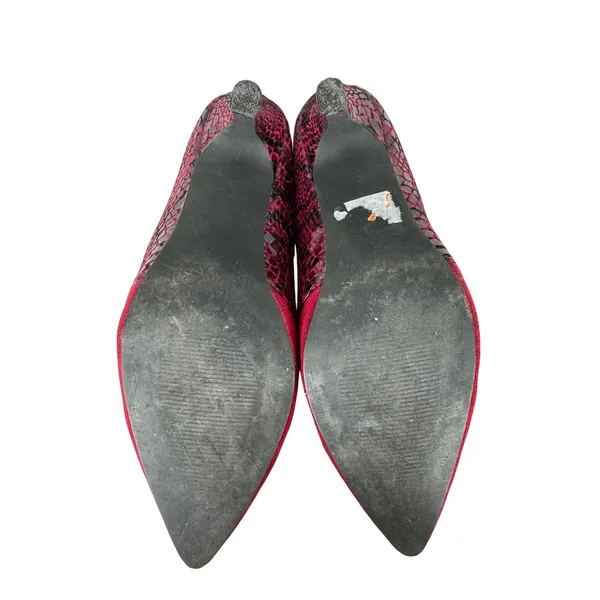 Via Piella Sophie Red Faux Suede Snake Print Pointed Toe Kitten Heel Womens 11 - Image 6